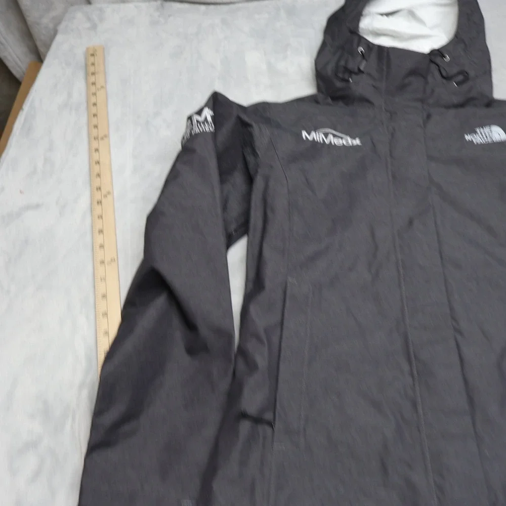 North Face Jacket Womens Small Grey Heathered Waterproof Wind Rain Light LOGO
